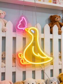 1 pieza Gafas de natación con diseño de pato LED Señal de neón decorativa de pared, alimentada por USB con interruptor regulable, ideal para bar, dormitorio, sala de estar, cumpleaños, sala de juegos, cueva de hombres y decoración de club, regalo perfecto para cumpleaños y festivales - luz policromática - Ver 9