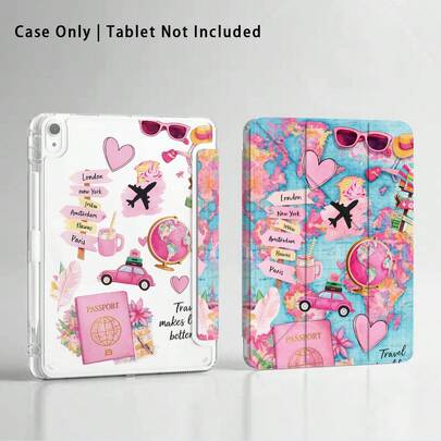 Ốp bảo vệ máy tính bảng bằng pha lê acrylic nhiều màu sắc có chân đế, với các họa tiết như máy bay, quả địa cầu, cốc cà phê, ô tô, trái tim, tương thích với Samsung A9/A9+/S9/S9FE/A11/A11+/S11/S10 FE/S10 FE+/S10 Lite, A16 2025, Air 11/13, M3 2025, Mini 7 A17, Pro 2024, Air 11/13, M2 2024, Pro 11/13, M4 2024, Pro 12.9, thế hệ 7/8/9, 10.2, thế hệ 10, 10.9, Air 4/5/6/7/8, 10.9, Pro 11, thế hệ 4/5/6, Mini 6, SE 11, Honor, Matepad SE 11.