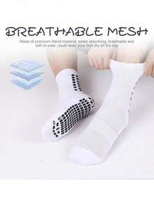 1/3/6 đôi tất bóng đá cho nam, tất ống ngắn/dài dày dặn, chống trơn trượt, tất thể thao bền chắc. - Đen và trắng - Xem 2