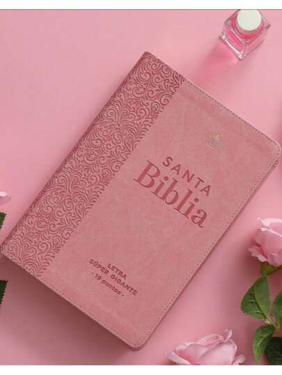 Biblia RV1960 Éfeso Rosa Floral Símil Piel - Letra Súper Gigante 19 Pts.