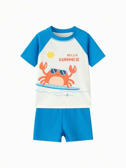 Balabala 儿童两件式泳衣套装，防紫外线防晒衣和泳裤，耐氯夏季泳装