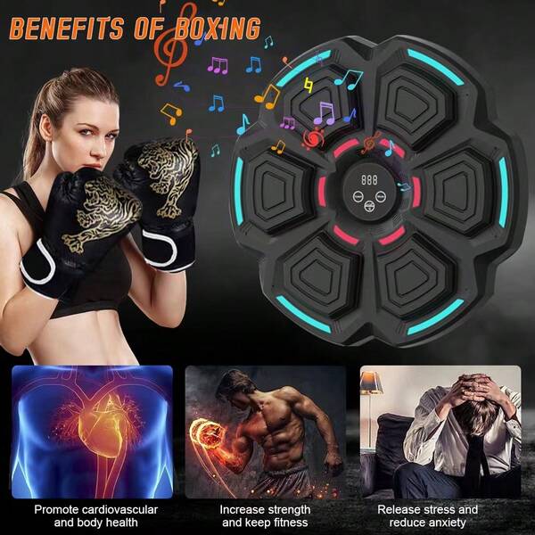 Smart Music Boxing Target With 6 Targets & 9 Speeds - USB Rechargeable, Wireless Enabled, Anti-Impact & Wireless Motion Detection - Perfect For Indoor Fitness & Exercise Training - Great Christmas Gift Idea, Exercise Training Equipment | Digital Boxing Trainer | Durable Rubber Construction