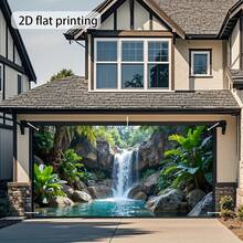 2D Printed Fabric Waterfall Garage Door Banner With Natural Inspiration, Vibrant Colors, Suitable For Creating Stunning Backdrops For Outdoor Events, 2D Flat Design - 14 - View 3