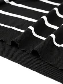 GRDR Men's Summer Knit Striped Short Sleeve Shirt, Suitable For Summer Vacation Casual Wear - Black - View 8