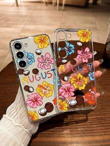 花卉图案彩绘透明极简防震手机壳，兼容三星 Galaxy S25/S25PLUS/S25 Ultra/A16/A36/A26/A56/A50/A12/A32/A52/A72/A51/A21S/A13/A14/S24/S24PLUS/S24Ultra/S20/S23/S22/A53/S20FE/S21、11/12Pro/12/12X/13Pro/14Pro/15Pro/X3pro、10/9/Note9/12c/Note11pro/Note8Pro/9C/9a，防水、防震、防刮。 - 彩色 - 查看 2