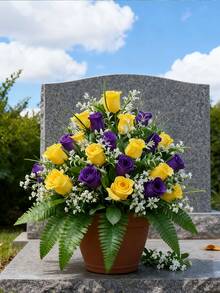 24pcs Artificial Rose Bouquet, Elegant Rose Shaped, Plastic Material, Suitable For Cemetery, Bright Decoration Without Maintenance, Suitable For Cemetery And Funeral Home, Elegant Memorial Decoration, Eternal Commemorative Floral, Outdoor Artificial Flower - Multicolor - View 3
