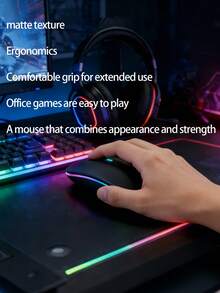 超薄无线鼠标，双模（蓝牙+2.4G），RGB背光，3档DPI可调，静音点击，符合人体工学，笔记本电脑/便携式电脑鼠标 - 黑色 - 查看 2