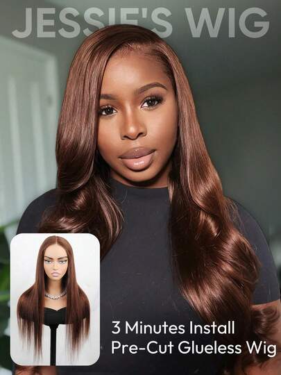  Jessie's Wig 预剪式 4x4 蕾丝直发无胶假发，真人发，即戴即走，180% 密度，100% 真人发，16-26 英寸