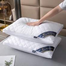 2 buah Isian Bantal 3D Bergaris Warna Solid (Dengan Isi), Lembut dan Ramah Kulit, Cocok untuk Penggunaan di Kamar Tidur dan Rumah - Putih - View 2