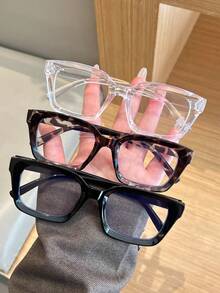 3 piezas Gafas transparentes con marco geométrico para mujer, gafas de moda, accesorios decorativos diarios, accesorios de gafas transparentes, accesorios de gafas para mujer - Multicolor - Ver 7