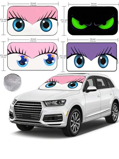 Tấm che nắng kính chắn gió ô tô có thể gập lại, tấm che nắng cửa sổ trước với khả năng chống tia UV tăng cường, phù hợp cho xe sedan, SUV và hatchback (59,06 inch x 27,5 inch)