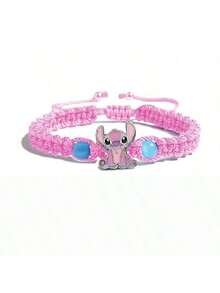 1条可爱卡通史迪奇吊坠编织手链，经典时尚水晶串珠手链，男女皆宜，蓝色史迪奇设计，派对礼物配饰，卡通风格友谊手链，新款奢华女士手链配饰 - 彩色 - 查看 27