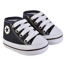 Baby Boy Shoes, High-Top Sneakers, Newborn Size, Comfortable Canvas - 藏蓝色 - 查看 2