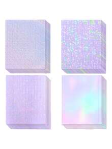 Y&D 10张A4全息贴纸，透明乙烯基自粘防水膜，带水钻彩虹星图案 - 多色 - 查看 3