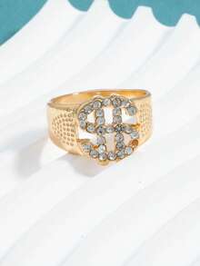 1pc Disco Party Dollar Sign Ring, Thick Hip Hop Ring, Holiday Gift For Friends, Fashionable Finger Ring - Style 1 - View 4
