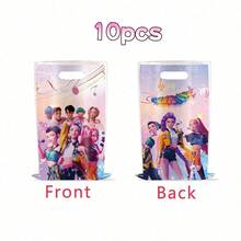 10pcs/Set New Girl Group Theme Birthday Party Gift Bags, Disposable Pearl Membrane Gift Storage Tote Bags, New Year Gift, Valentine's Day Gift, Easter Gift - Multicolor - View 11