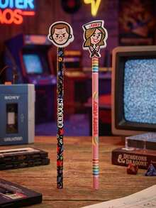 Netflix 2PCS Stranger Things Officially Licensed Scoops Ahoy Robin Buckley And Eleven Pencil Topper Erasers Set Inspired Character Pencil With Built In 3D Eraser Figure School Writing Stationery Collectible Gift For Fans - Multicolor - View 1