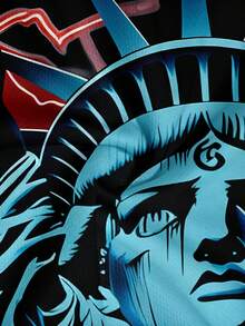 Áo thun nam tay ngắn cổ tròn in hình tia sét phong cách retro dáng rộng - Nhiều màu - Xem 5