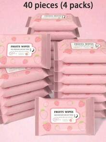 40/60 miếng (10 miếng/gói) Khăn ướt mini không dệt in hình dâu tây, thích hợp để vệ sinh ngoài trời hàng ngày, tuyệt vời để lau miệng, mũi và tay, cần thiết cho du lịch/kỳ nghỉ/Giáng sinh/công tác, dễ dàng mang theo. - Nhiều màu - Xem 7