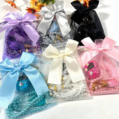 New Bowknot Gift Bag, Muslim Prayer Beads With Rhinestone Flower Counter, Electronic Rosary, Suitable For Festivals And Gifts