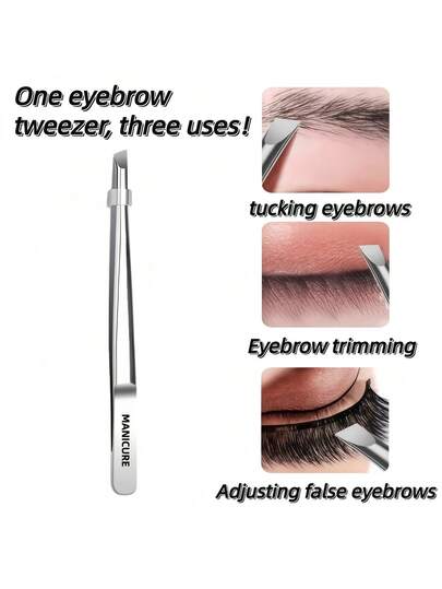 1pc High Quality Stainless Steel Eyebrow Tweezer, Ingrown Hair Remover, Slanted Eyebrow Tweezer, Facial Care Tool
