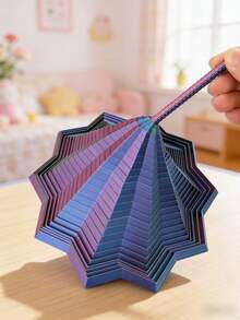 紓壓玩具/3D列印光學錯視折疊拼圖玩具/多邊形蘿蔔塔/紓壓螺旋立體設計堆疊玩具/六角形紓壓裝飾品，多色耐用塑料裝飾，多色星形指尖玩具 - 彩色 - 查看 5