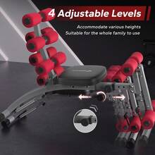 MERACH Ab Workout Bench For Home Gym, Ab Machine Exercise Equipment, Multi-Functional Adjustable Ab Trainer, Sit Up Machine For Abdominal, Exercise Chair For Full Body Workout - Đỏ - Xem 5
