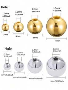 3/4/6/8毫米金银色光滑圆珠套装，CCB圆形隔珠，适用于珠宝制作，DIY手链项链珠宝制作材料，珠宝制作套装 - CCB KIt - 查看 3