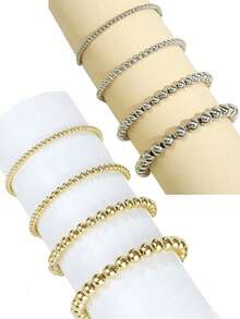 3/4/6/8毫米金银色光滑圆珠套装，CCB圆形隔珠，适用于珠宝制作，DIY手链项链珠宝制作材料，珠宝制作套装 - CCB KIt - 查看 4