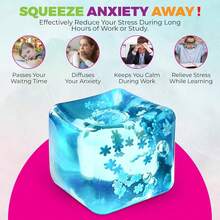 Ice Cube Fidget Toy For All Ages: 3 Pack Sensory Squishy Fidget Toys, Square Stress Balls, Classroom Prizes, Anxiety Relief Stress Cube Gift For Kids Teens Adults. - 藍色-3PCS - 查看 3