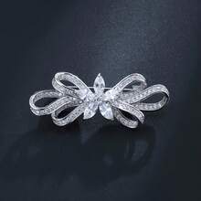 1 pieza Broche de lazo de circonita cúbica minimalista de lujo para mujeres, incrustado con circonita sintética brillante - Joyería elegante para dama, adecuada para uso diario y fiestas, accesorio para todas las estaciones, joyería de lazo, decoración de fiesta, artesanía de alta calidad, regalo para novia, platos de Ramadán, regalo de Eid Al-Fitr, obsequio de Eid Al-Fitr - Broche de lazo - Ver 2