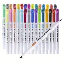 15/5 Stück Pack Doppelendiger Textmarker, Doppelendiger sanfter Farbmarker, zum Färben, Unterstreichen, Hervorheben, breite und feine Spitze (zufällige Farbe), Geschenke für den Schulanfang - A - Übersicht 11