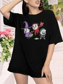 Womens Tshirts Kidnap Mister Sandy Claws TShirt Boogieman Halloween Nightmare Before Christmas Accessories Xmas For Ladies - Black - View 2