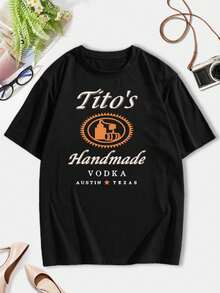 Tito's Handmade Oversize Women's T-Shirt  Alcohol Drink Party Vodka Yugoslavia Plus Size Apparel - màu đen - Xem 2