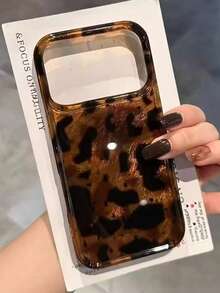 Luxury Leopard Print Shell Texture Phone Case, For IPhone 17 Pro Max 17 Pro 17 Air 17 16 15 14 Plus 13 12 Pro Max 11, Fashion Shockproof Back Cover - Black and Gold Leopard Print - View 3