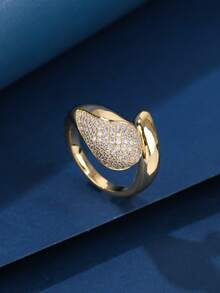 Adjustable Size Smooth Copper Alloy Ring For Women, Fashionable And Charming, Suitable For Gifts And Daily Wear - Yellow Gold - View 3