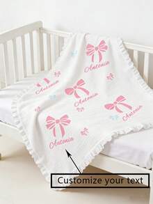 1pc Customized Baby White Lace Blanket, Personalized With Baby's Name, Birthday, Or Special Occasion, Children's Throw Blanket, Birthday Gift - White - View 1