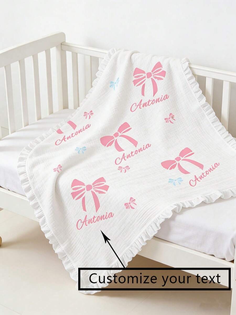 1pc Customized Baby White Lace Blanket, Personalized With Baby's Name, Birthday, Or Special Occasion, Children's Throw Blanket, Birthday Gift - White - View 1