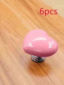 3pcs/6pcs Colorful Heart-Shaped Toilet Flush Button, Creative Bathroom Toilet Tank Auxiliary Accessory - Pink - View 4