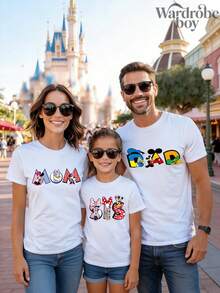 Disney 1PC Authorized Short Sleeved Printed T-Shirt, Cartoon MIQI Family Pattern Short Sleeved Family Printed T-Shirt, Perfect For Family Outings And Vacations. This Is A New 2026 Short Sleeved T-Shirt, An Ideal Choice For Mother's Day, Suitable For Both Men And Women. Made Of High-Quality Pure Cotton, Comfortable And Breathable All Year Round. Exquisite Design Is The Preferred Gift - 男人 - 查看 1