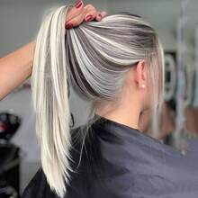Tóc giả ngắn thẳng màu xám vàng ánh kim, chất liệu tóc thật, highlight xám tro vàng, kiểu dáng nâng cấp, ren trong suốt 13x4 UHD, tóc giả thẳng dài 12 inch 14 inch, mật độ 180%, dành cho nữ, màu tóc nhuộm salon, không pha trộn, miễn phí vận chuyển. - SBeige - Xem 7