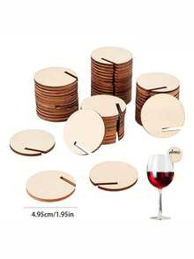 40 Peças Marcadores de Taça de Vinho de Madeira | Marcadores de Cálice, Ideal para Fabricação e Exibição de Joias, Perfeito para Taças de Vinho e Acessórios | Encantos Decorativos, Encantos de Madeira - Rótulo decorativo de madeira para taça de vinho - Visão 5