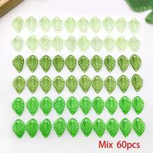 1包绿色亚克力叶子珠子透明枫叶吊坠小绿叶珠帽，用于珠宝制作DIY春季工艺品耳环手链 - 綠色 - 查看 19