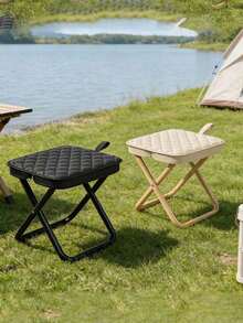 1pc Outdoor Thick Folding Stool, Portable Compact Footrest Seat, Sturdy & Stable, Suitable For Camping, Fishing, Sketching, Indoor & Outdoor Use, Comfortable Foldable Small Chair For Commuting, Picnic - Multicolor - View 2