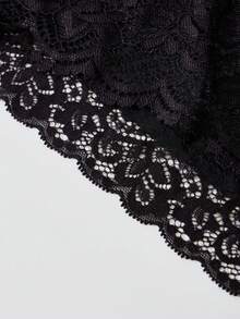 1PC Black Mesh Lace Splicing Lingerie For Women Femme Mid Rise Sexy Cross Strap Bow Panties Hot Mysterious Sweet Style Tangas, Casual Comfy All Seasons Underwear For Wome Mature Elegant Lingerie, Daily Travel Gift Giving Christmas Women Shorts - Black - View 6