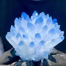 1 Exquisite Crystal Flower Cluster, Blue And Crystal Cluster, Irregularly Shaped Home Decoration, Perfect For Holiday Gifts And Home Accessories, Fashionable Crystal Ornaments - 藍色 - 查看 2