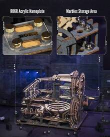 Robotime ROKR Marble Night City 3D Wooden Puzzle - 294-Piece Mechanical Pinball Track Model With Crank, Dynamic Track System, Tabletop Decoration, Adult DIY Project - LGA01-night City - View 7