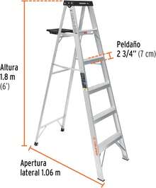 Truper EST-35, Escalera de tijera tipo III, 5 escalones, con bandeja - Escalera - Ver 4