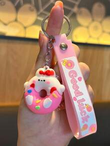 1pc Cute Animal Donut Keychains - Perfect For Bags, Car Keys And Party Gifts | Silicone Material, Ideal Birthday And Party Gifts Favors - Multicolor - View 9