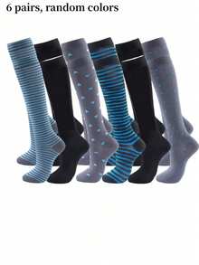 1/3/6 Pairs Men's Compression Socks, Cute Pattern Breathable Crew Socks, Suitable For Running, Fitness, Skipping, Gym - Multicolor - View 9